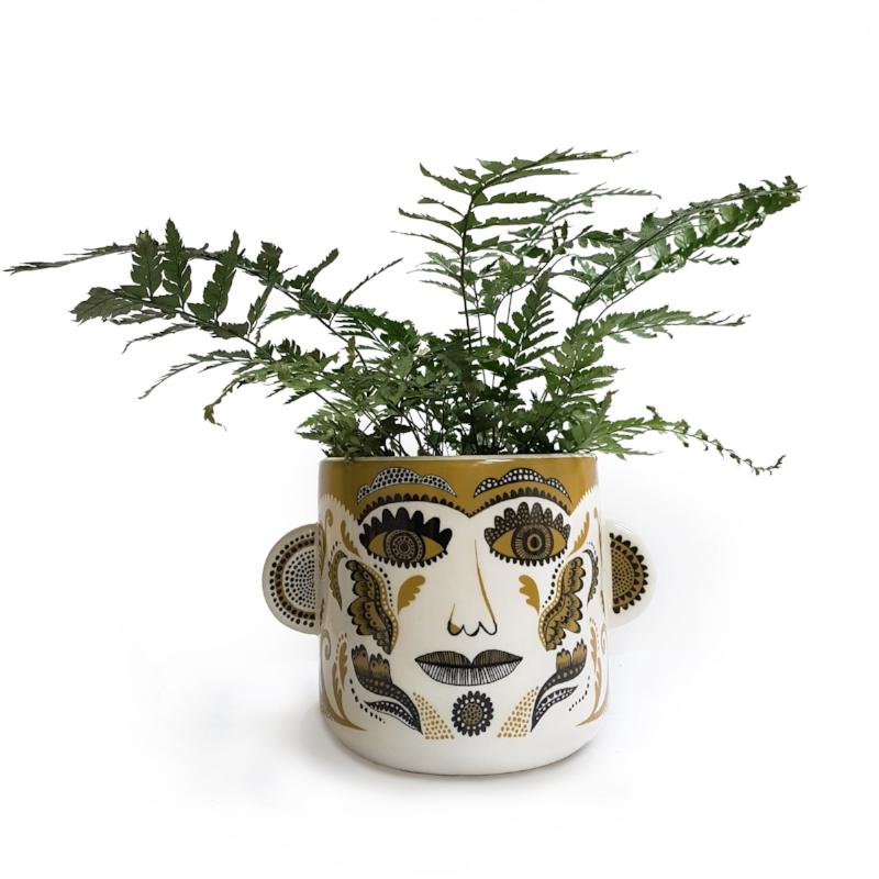 Clown plant pot (cream/tobacco) - Image 3