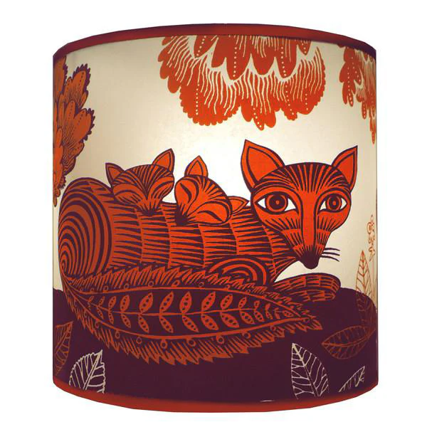 Fox & Cubs Lampshade - Orange/Plum - Image 2