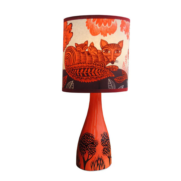 Fox & Cubs Lampshade - Orange/Plum - Image 3