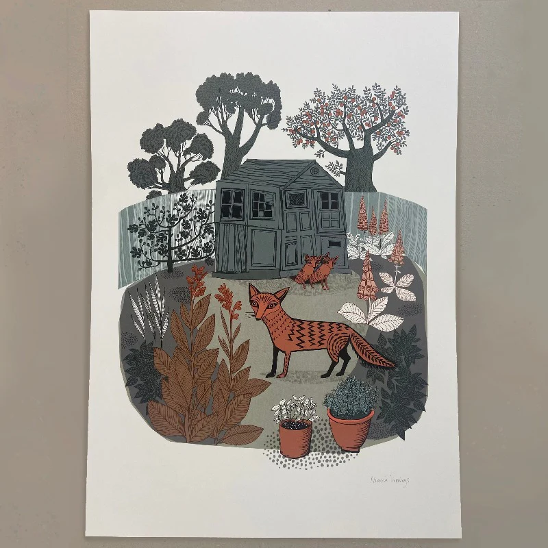 Garden Foxes A1 Giclée Print - Image 2