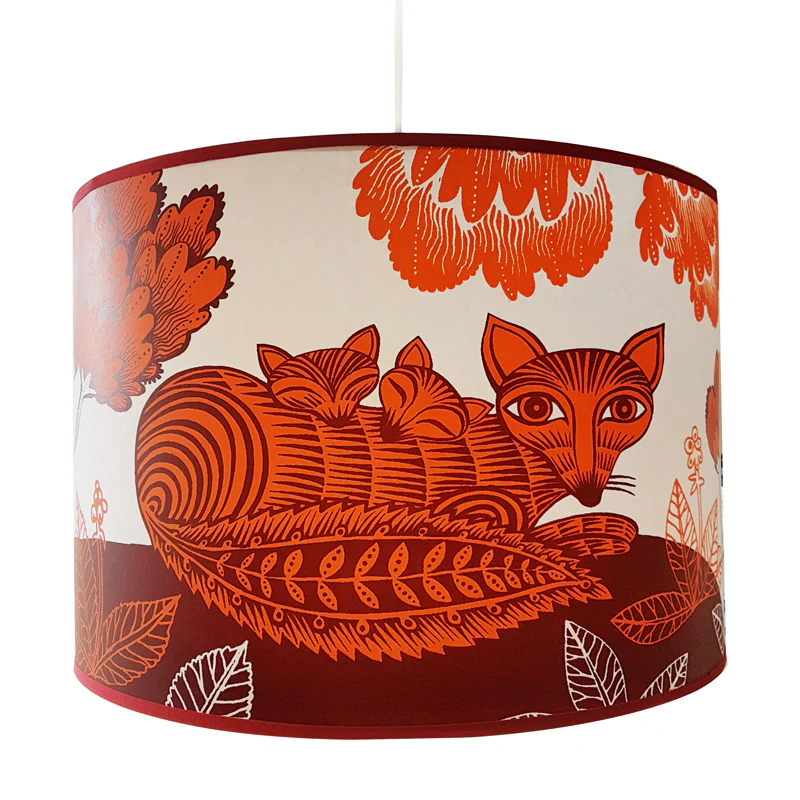 Large Fox and Cubs Lampshade - Orange - Image 3