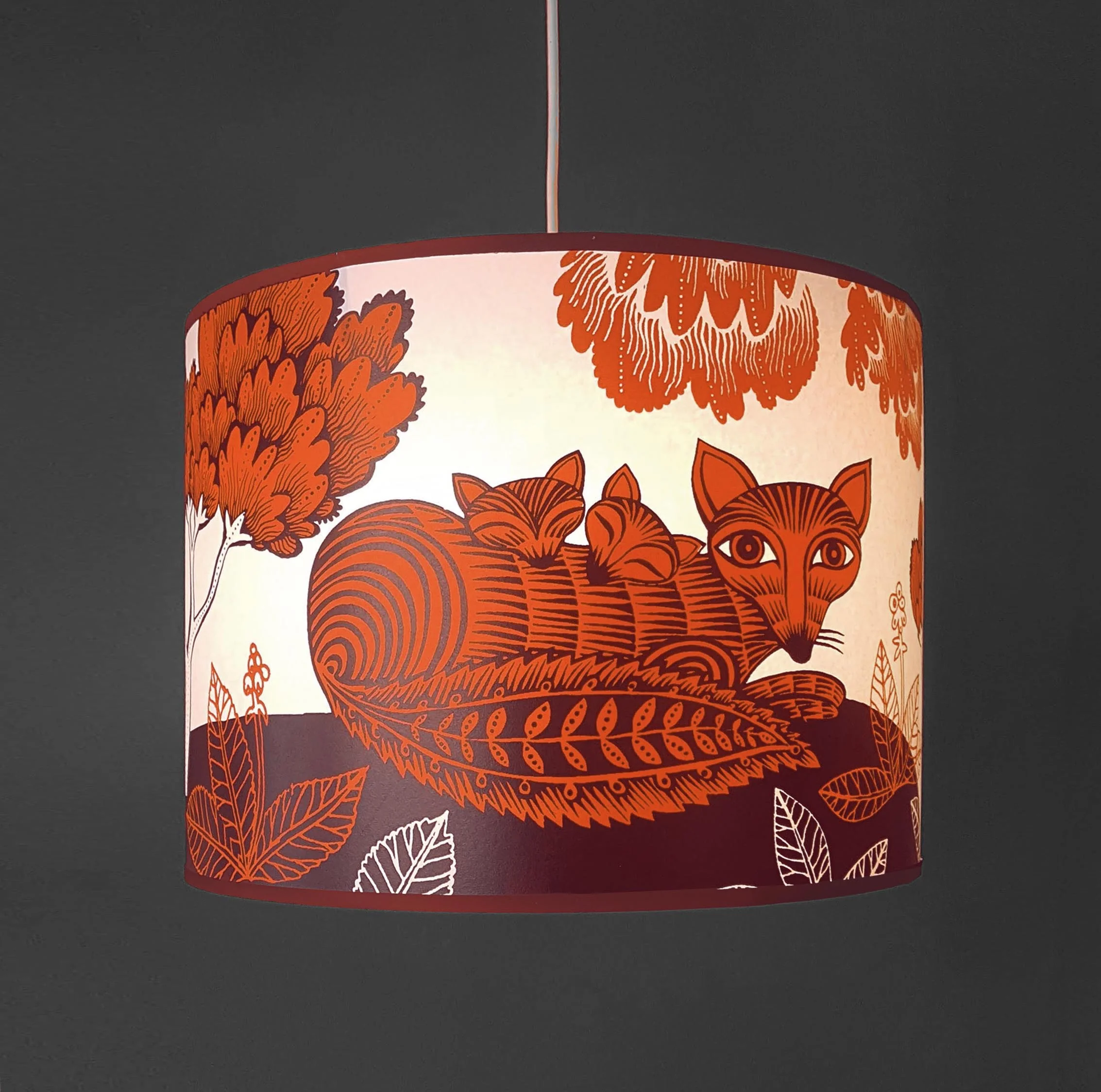 Large Fox and Cubs Lampshade - Orange - Image 4